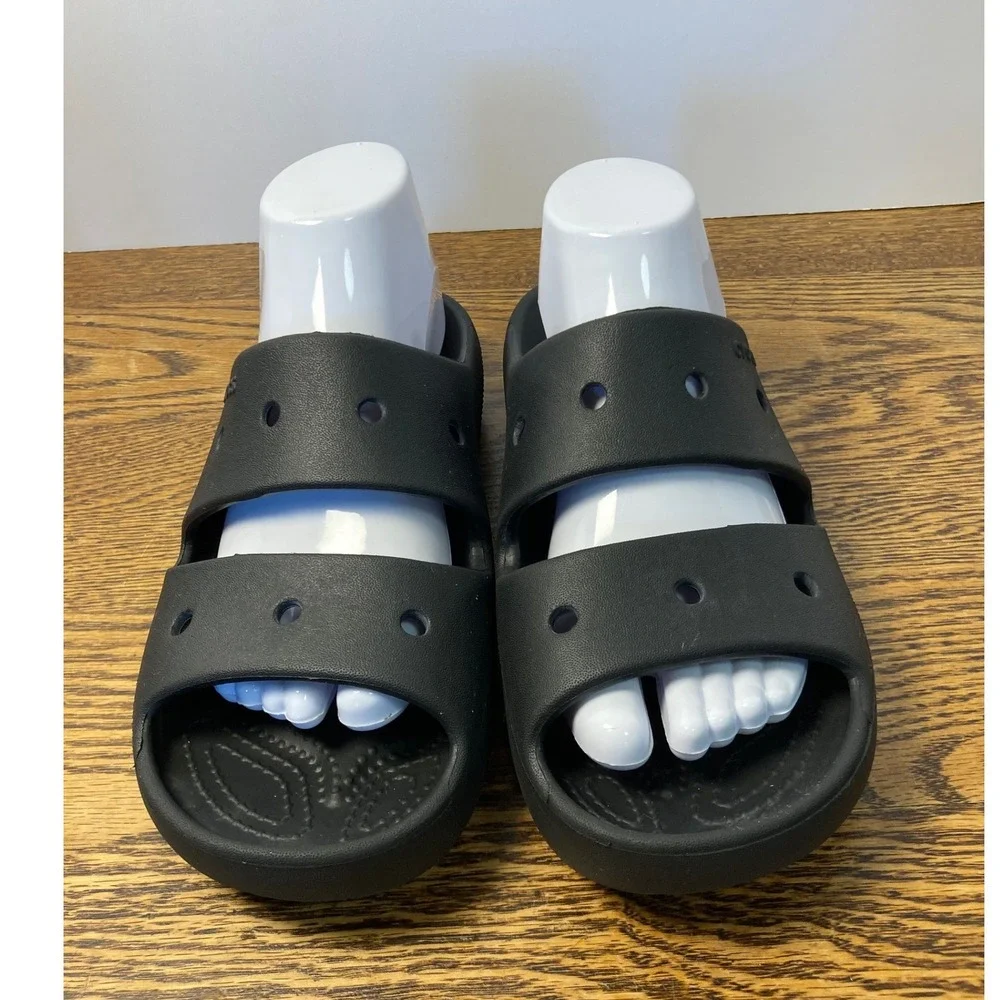Crocs Classic Sandal Black Two Strap Slide Mens 6 Womens 8 Comfort Shoes